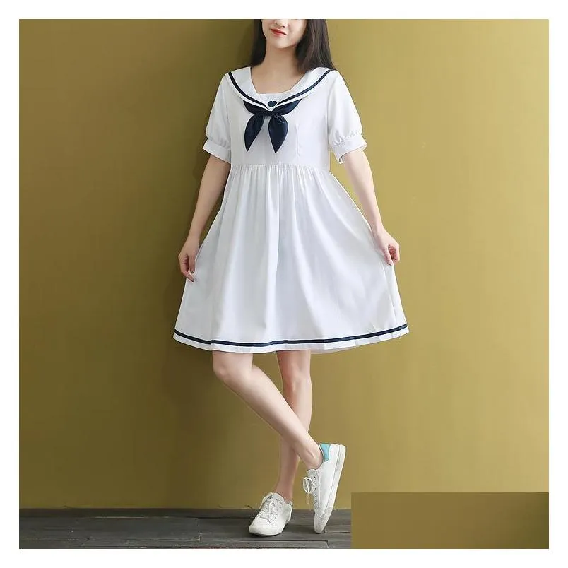 clothing sets navy style dress sailor suit japanese and korean version 2022 college female student summer loose plus sizeclothing