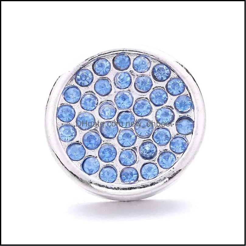 wholesale rhinestone 18mm snap button clasp metal round charms for snaps jewelry findings suppliers