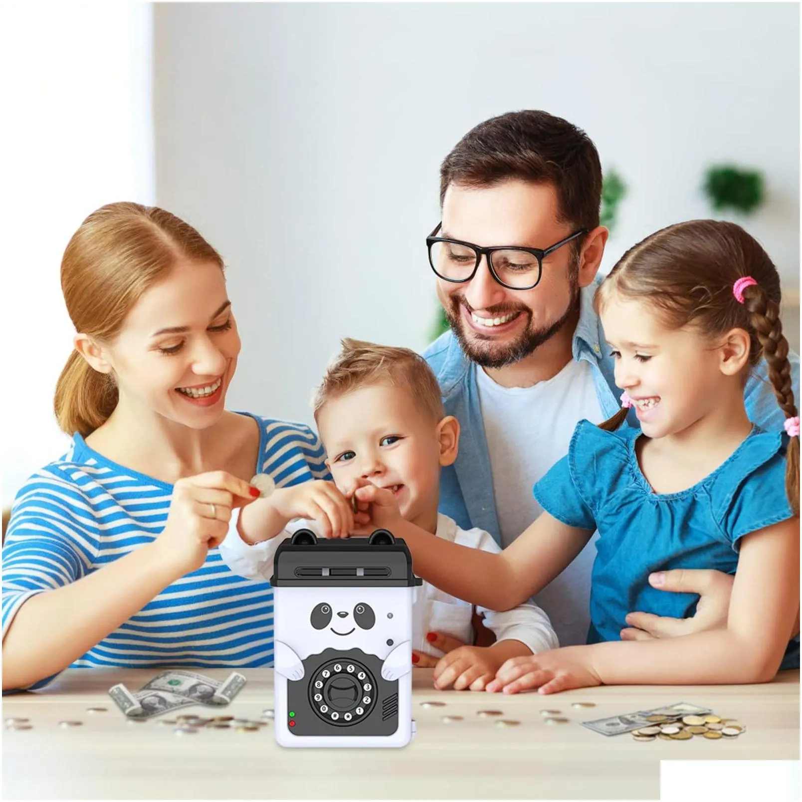 learning toys mommed piggy bank money mini atm saving with password electronic for boys girls and adts panda real coin as gifts birth