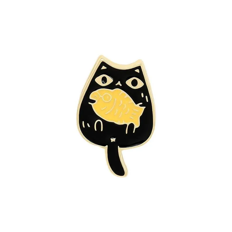 cat fish metal brooches pin enamel brooches pins for women men gift fashion jewlery