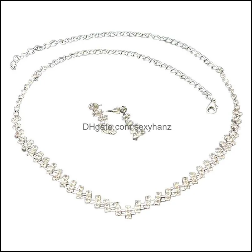party jewelry sets necklaces earrings rhinestone wedding jewelry set