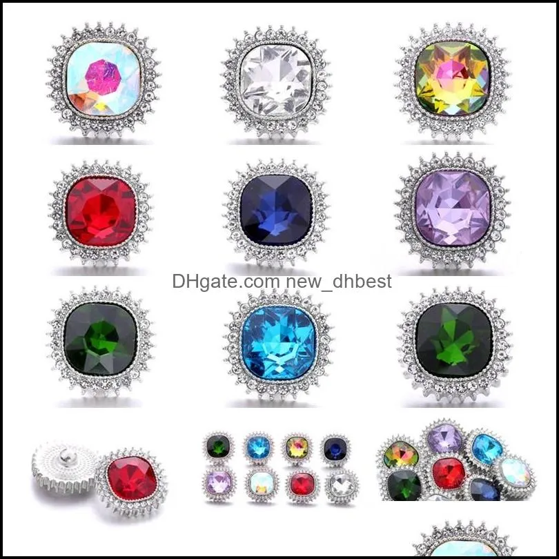 rhinestone 18mm snap button clasp silver color metal charms for snaps jewelry findings