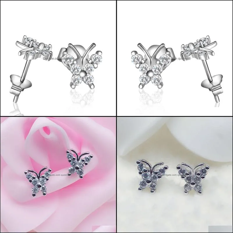 pretty silver earrings imitation jewelry beautiful novel pentagram plated women jewelry butterfly earrings