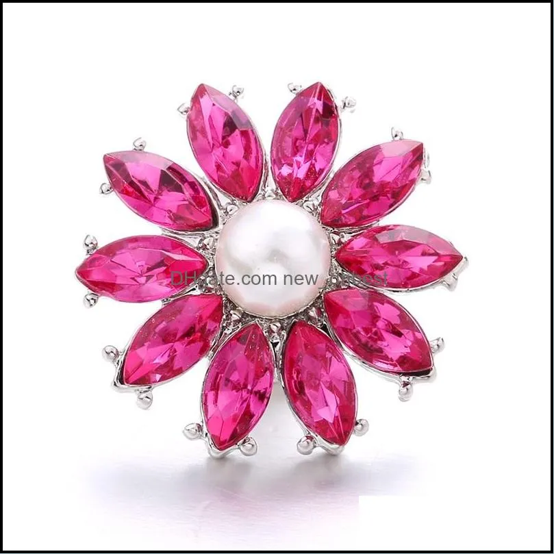 varieties rhinestone flower chunk clasp 18mm snap button oval zircon claw charms bulk for snaps diy jewelry findings suppliers christmas