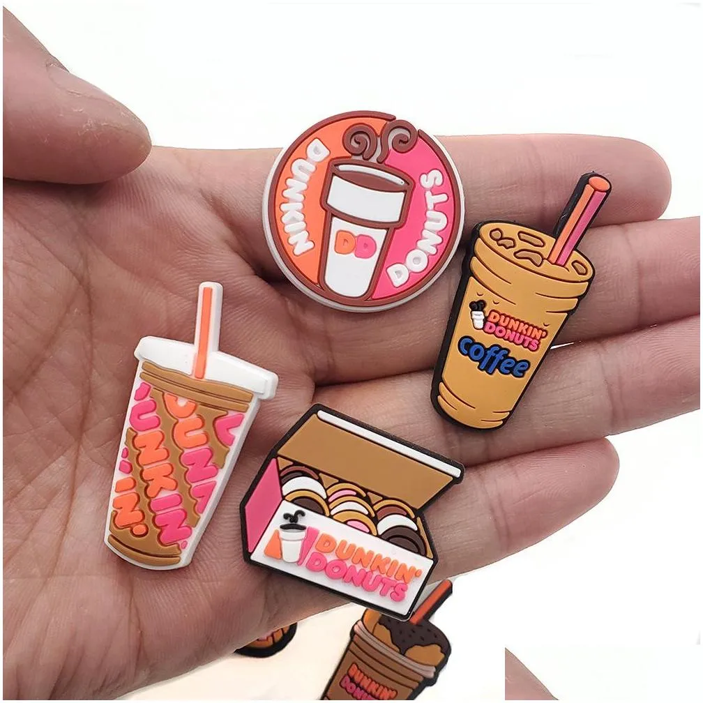 hamburger milk tea croc charms pvc shoe parts accessories decoration buckle charm clog pins buttons