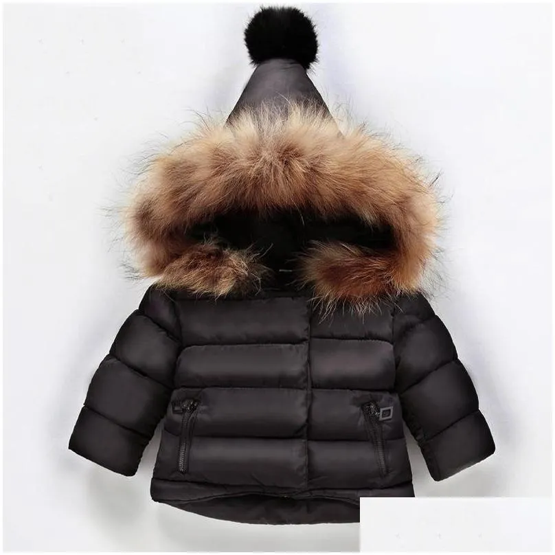 girls coat cotton warm jacket for baby girls winter fur hooded coat kids outerwear children clothing toddler girl jackets 813 v2