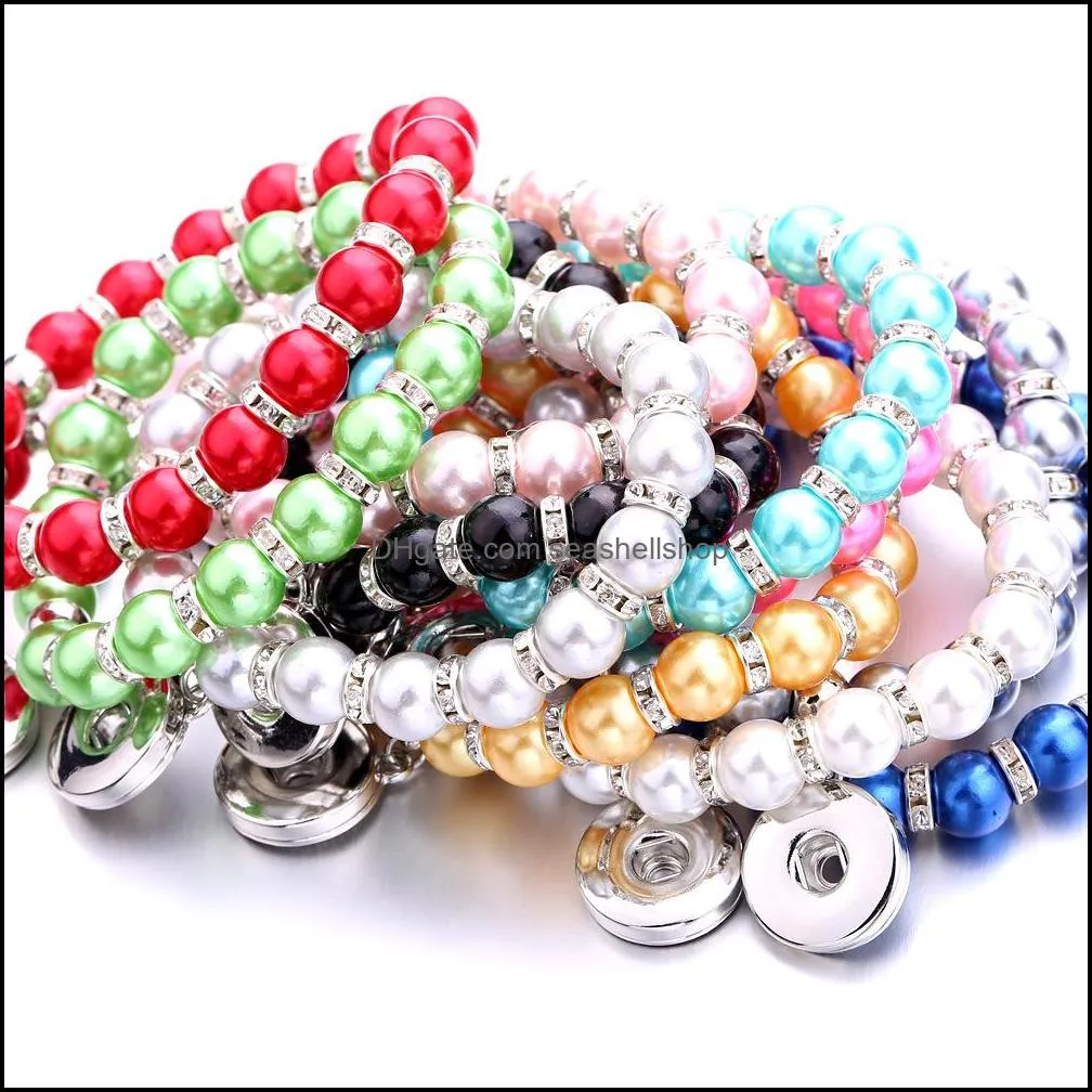 women charms snap button bracelet acrylic beads hand strand bracelets jewelry fit diy 18mm ginger snaps elastic bangle