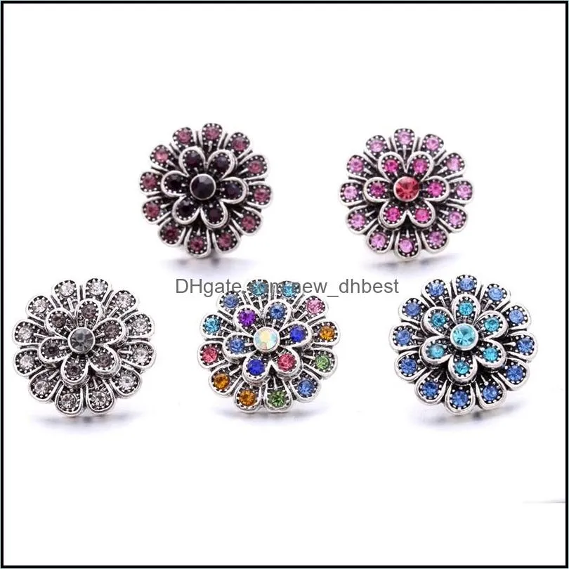 wholesale rhinestone 18mm snap button clasp metal fireworks charms for snaps jewelry findings suppliers