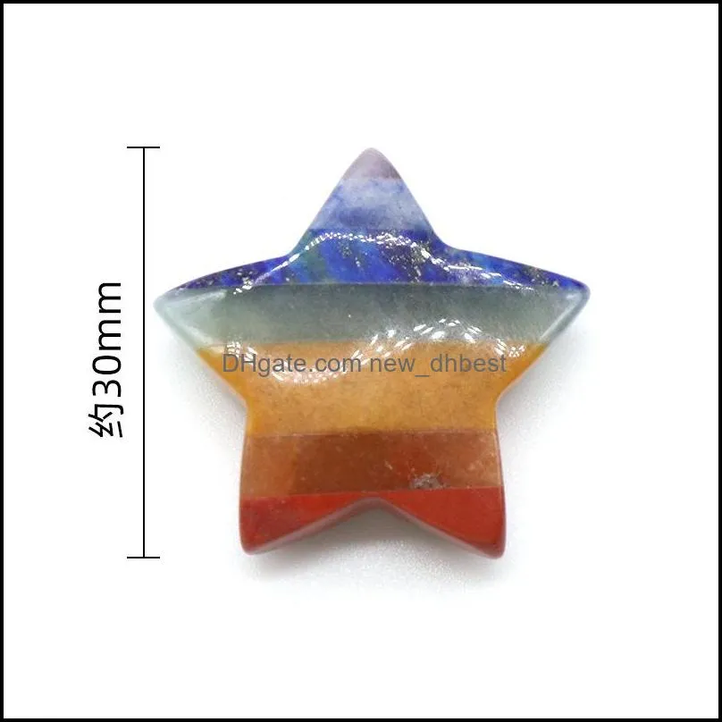 30mm rainbow 7 chakra stone carving star shape crystal healing meditation decoration ornaments crafts gift