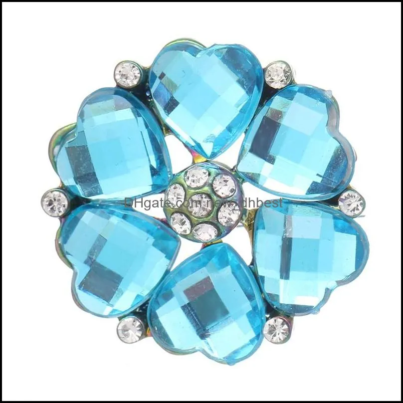 noosa plating dazzling heart crystal snowflake snap buttons fit diy 18mm snap button bracelet necklace acc ingredients jewelry women