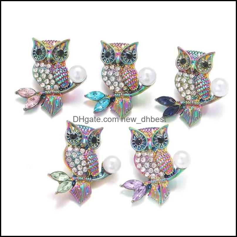 noosa plating dazzling owl crystal snowflake snap buttons fit diy 18mm snap button bracelet necklace acc ingredients supplier jewelry