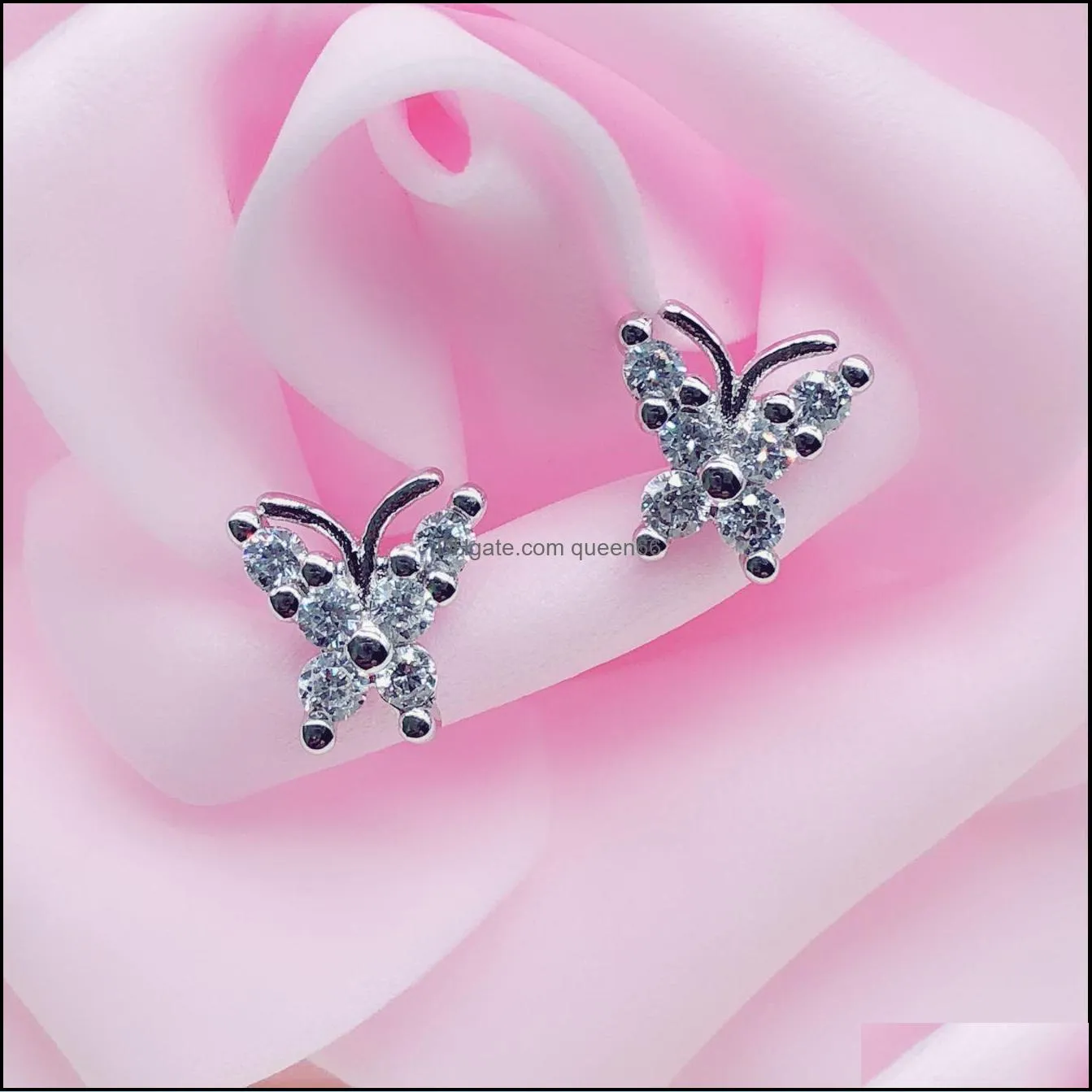 pretty silver earrings imitation jewelry beautiful novel pentagram plated women jewelry butterfly earrings