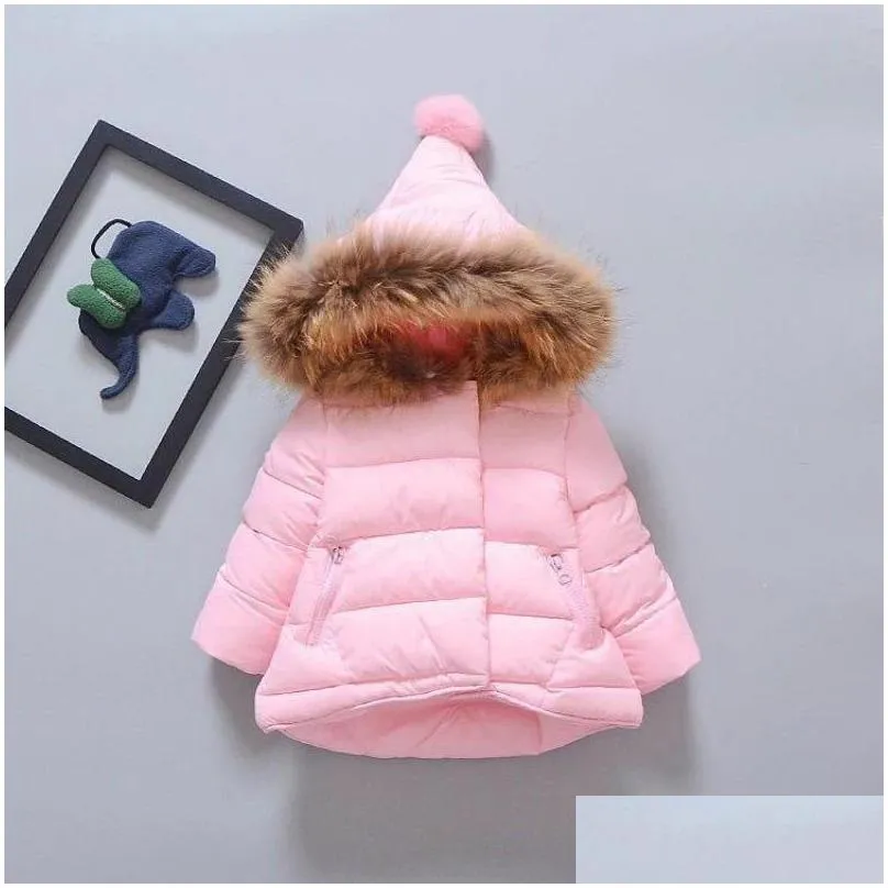 girls coat cotton warm jacket for baby girls winter fur hooded coat kids outerwear children clothing toddler girl jackets 813 v2