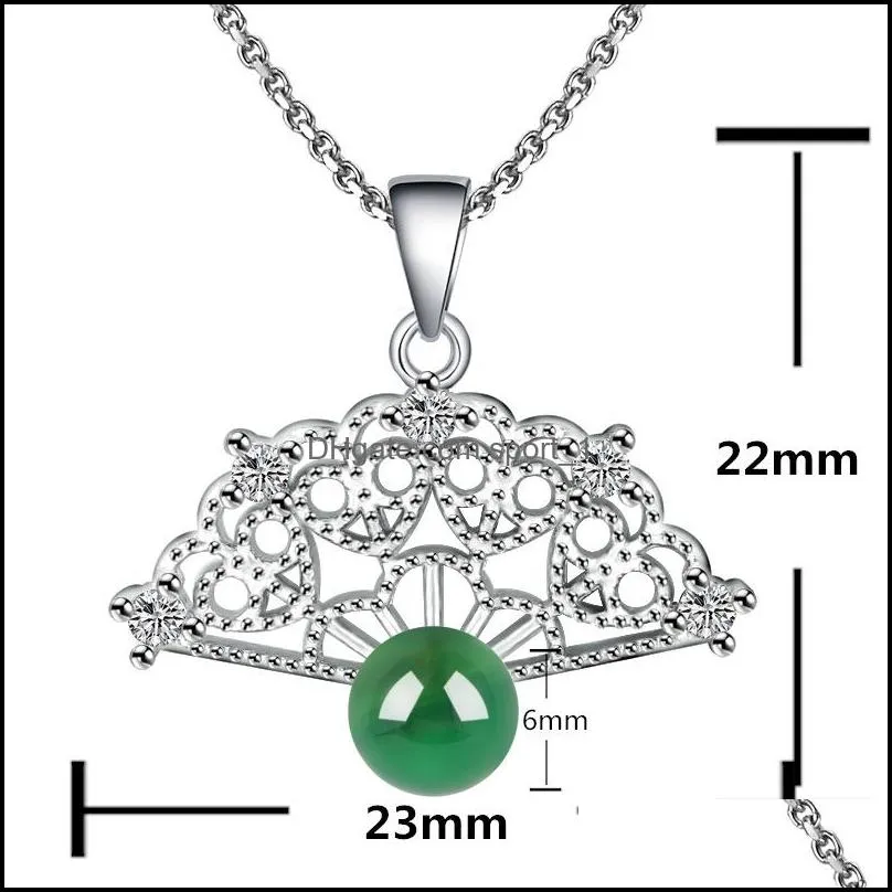 fashion womens necklace inlay necklace fan shaped fan pendant clavicle chain necklace female jewelry accessories