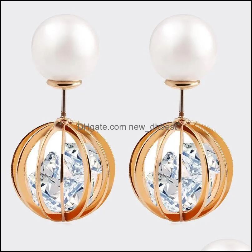 earrings for women crystal pearl hollow temperament candy channel stud earrings