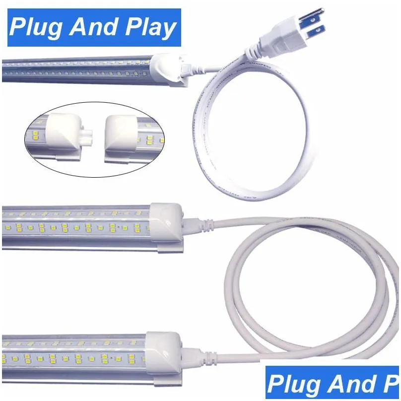 integrated t8 tube led lights for shop connecting v shaped 6 row 72w 144w super bright white 6500k ac85277v 8 foot 96 in led cooler door low profile bar