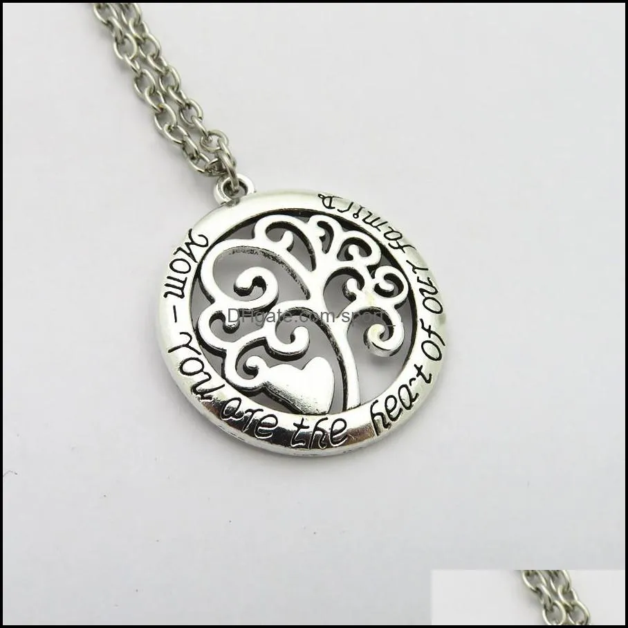family beautifully necklaces mom you are the heart of our family fashion beautifully pendant necklaces tree of life chain necklace
