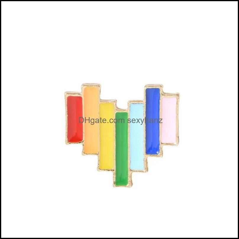 colorful love heart enamel lapel pins jewelry cartoon rainbow backpack  accessory button broach girl pin badge