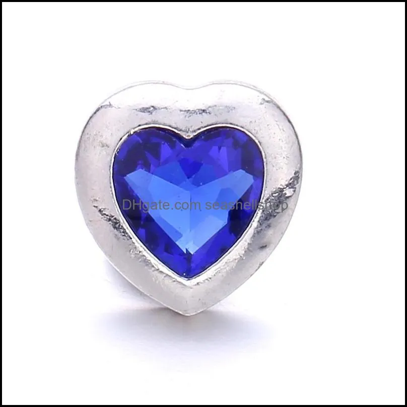 simple heart rhinestone snap button charms women jewelry findings 18mm metal snaps buttons diy bracelet jewellery wholesale