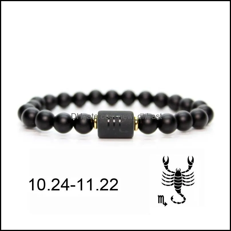 black stone beads 12 constellation couple bracelet men bracelets for women pulseras moda masculina hombre man mens jewellery