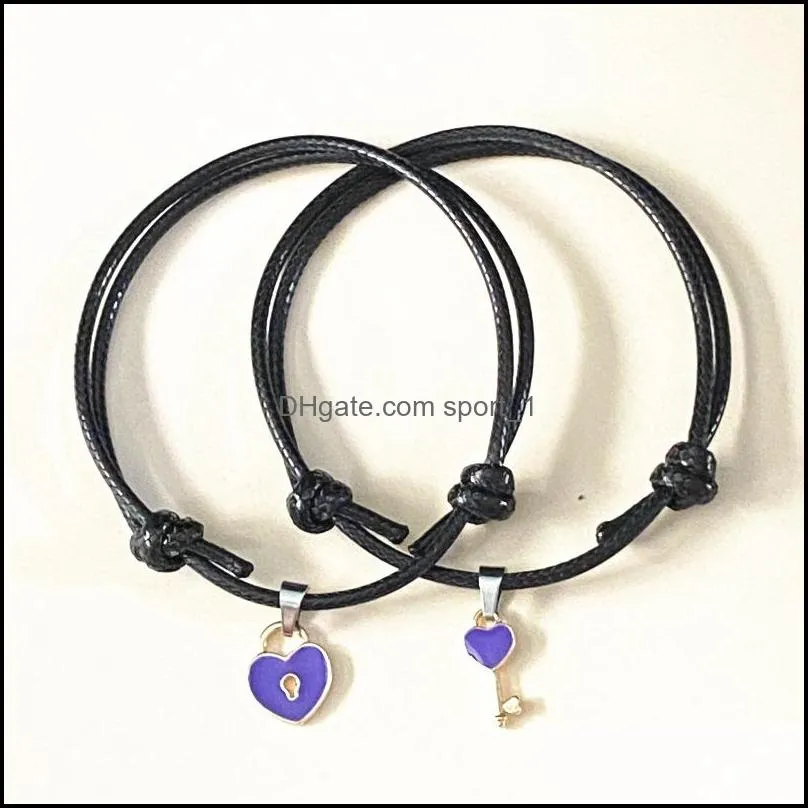 a simple couple bracelet key love lock bracelet jewelry