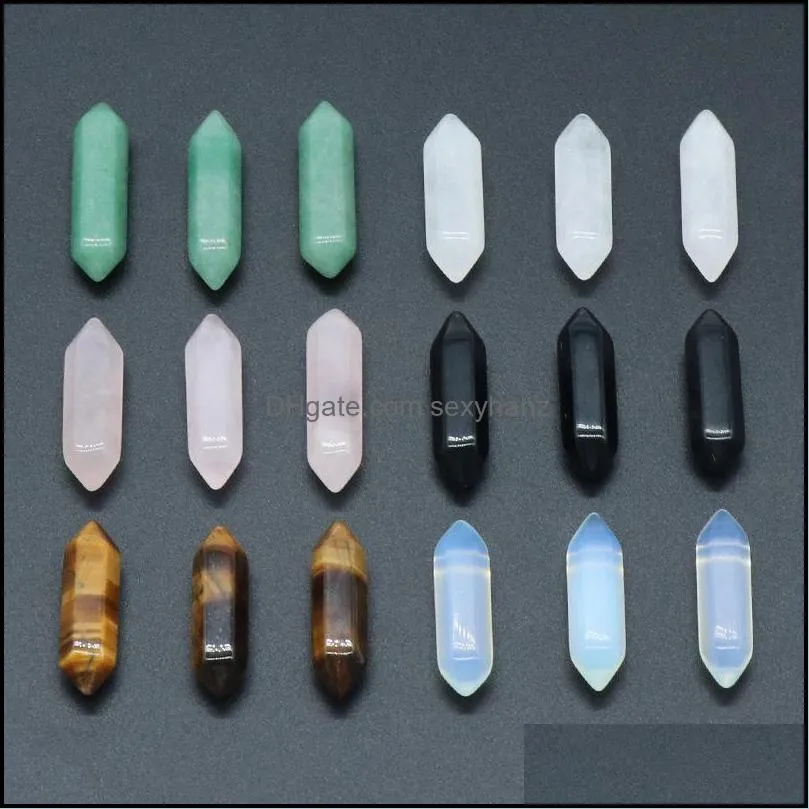 8x31mm natural crystal stone hexagon colorfull mascot meditation chakra reiki healing gemstones polished gift use collection and home