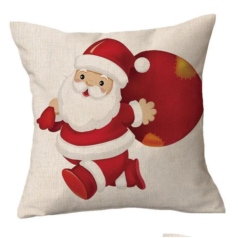 christmas pillowcase pillows linen santa claus elk snowflake english alphabet home pillow