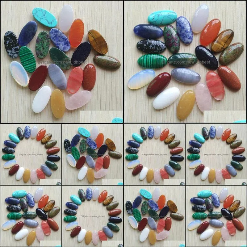 15x30mm assorted natural stone oval shape cab cabochons beads for jewelry accessories making