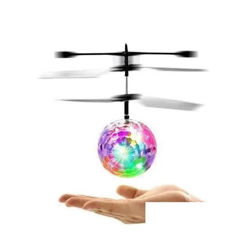  flying rc ball aircraft helicopter led flashing light up toy induction toy electric toys drone for kids children c044