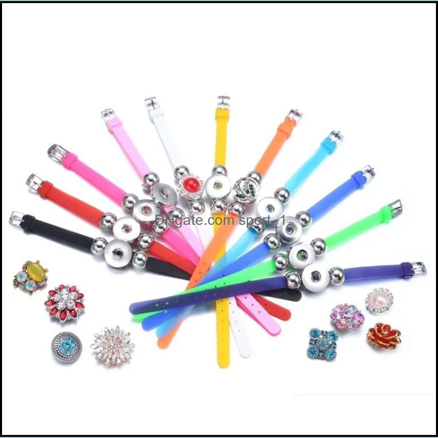noosa snap bracelet jewelry candy color plastic silicone strand snap charm wristband fit diy 18mm snaps jewelry