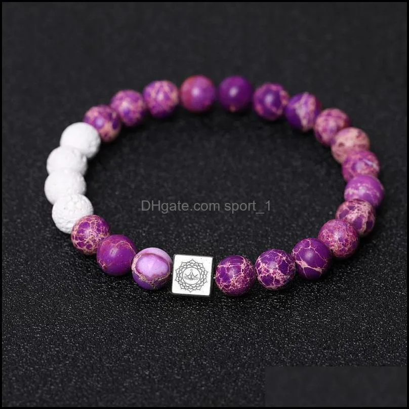 yoga meditation charms white lava stone beads bracelet lover handmade women men energy stones couple bangles bracelets jewelry