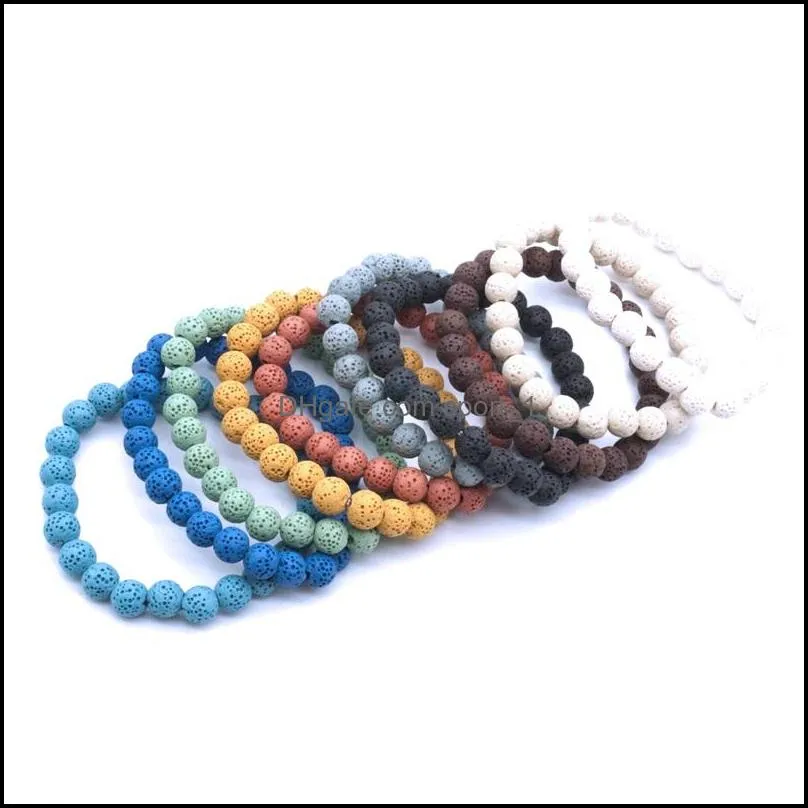 handmade 8mm seven chakras buddha bracelet chakra colorful lava stone diffuser bracelets men summer jewelry gift