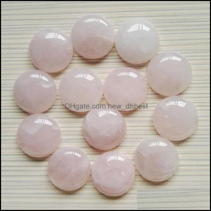 20mm rose quartz natural stone round cabochon loose beads face for reiki healing crystal ornaments necklace ring earrrings jewelry