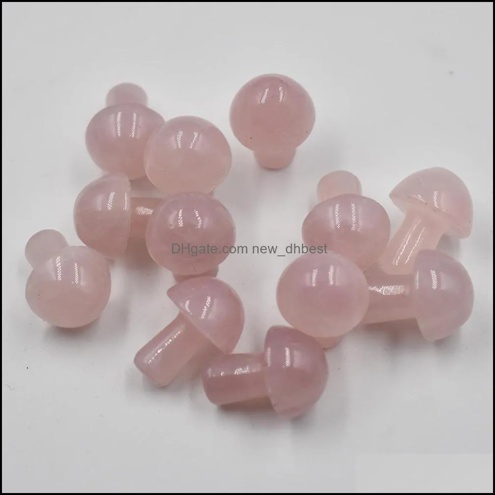 2cm cute rose quartz mini mushroom plant statue natural stone carving home decoration crystal polishing gem