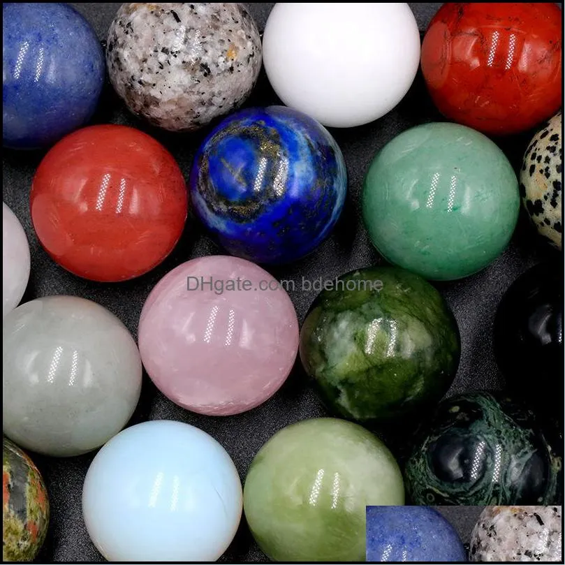 30mm polished loose reiki healing chakra natural stone ball bead palm quartz mineral crystals tumbled gemstones hand piece home decoration accessories good
