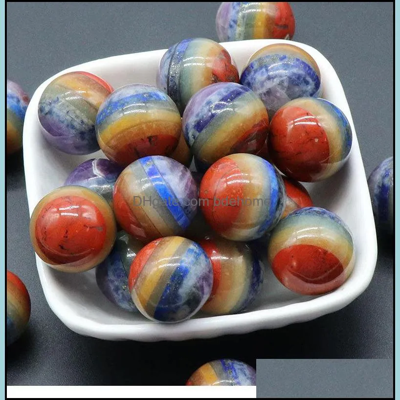 20mm 7 chakra round natural crystal stone ball mosaic craft gift yoga hand play odornment decoration