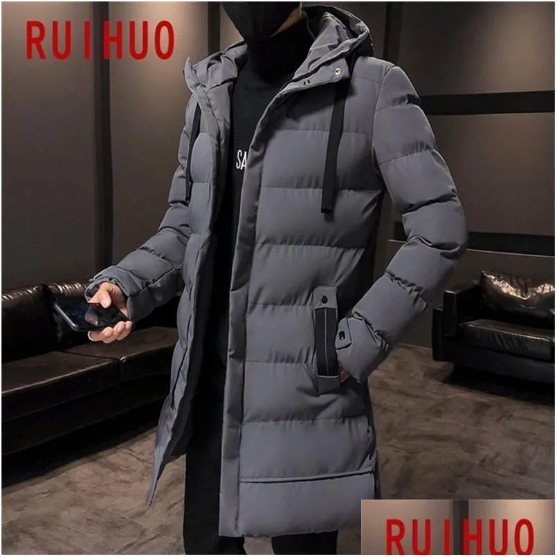 ruihuo long winter jacket men parkas winter coat men jacket hip hop casual men winter jacket coat hooded warm m4xl 201209