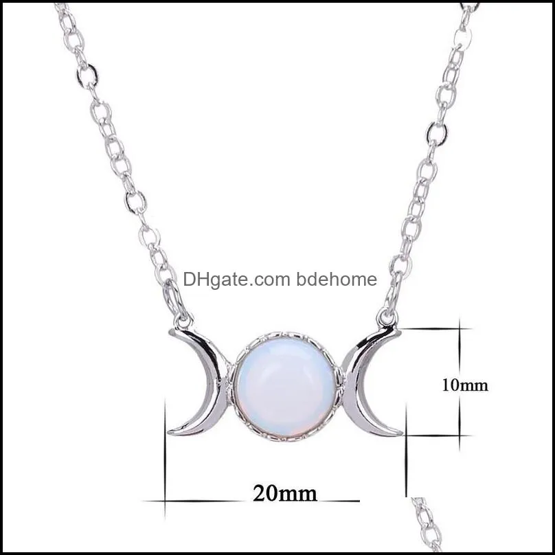 natural stone necklace sun moon turquoise pink opal healing crystal pendant necklace for women jewelry