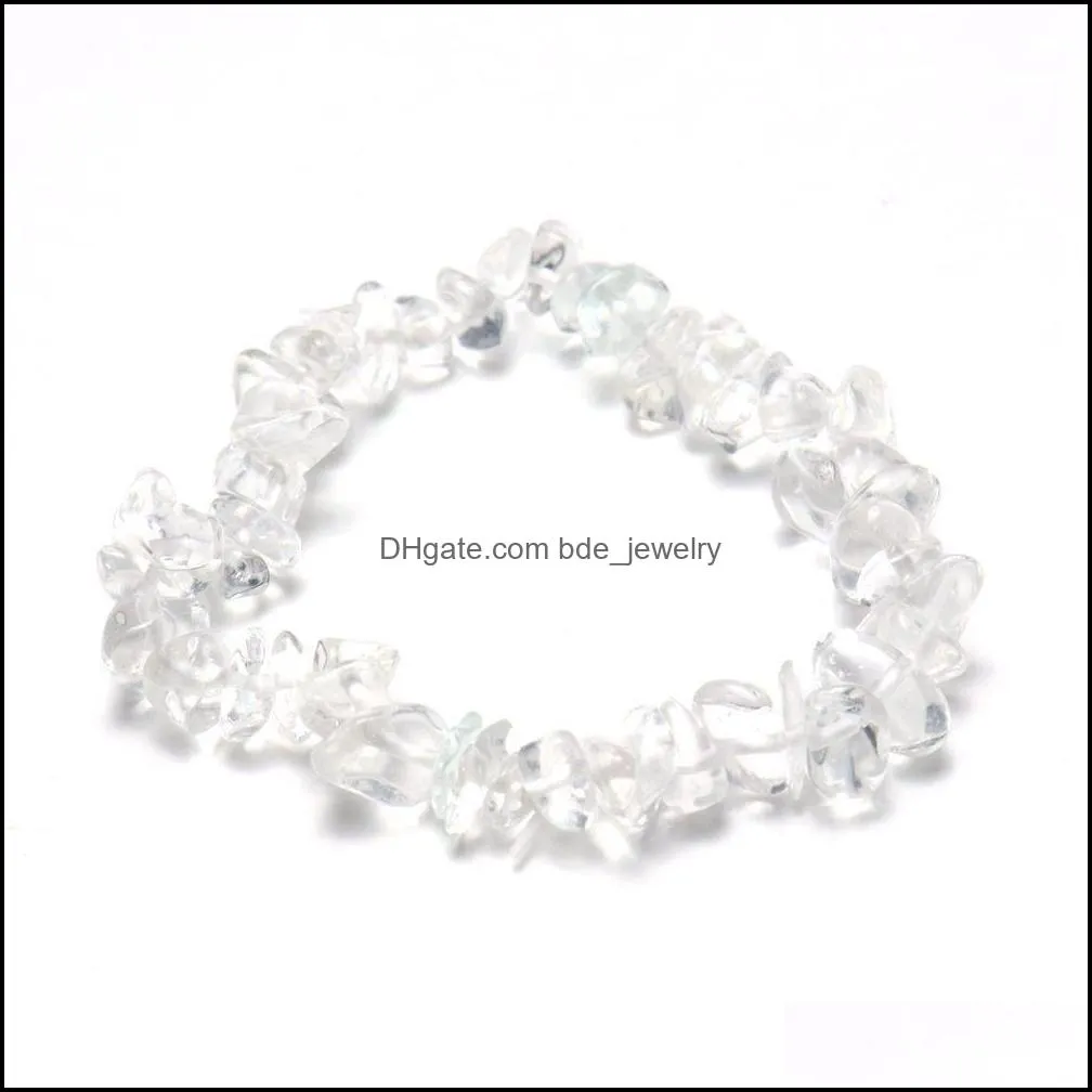 natural gem stone bracelet irregular crystal stretch chip beads nuggets bracelets bangles quartz wristband for women