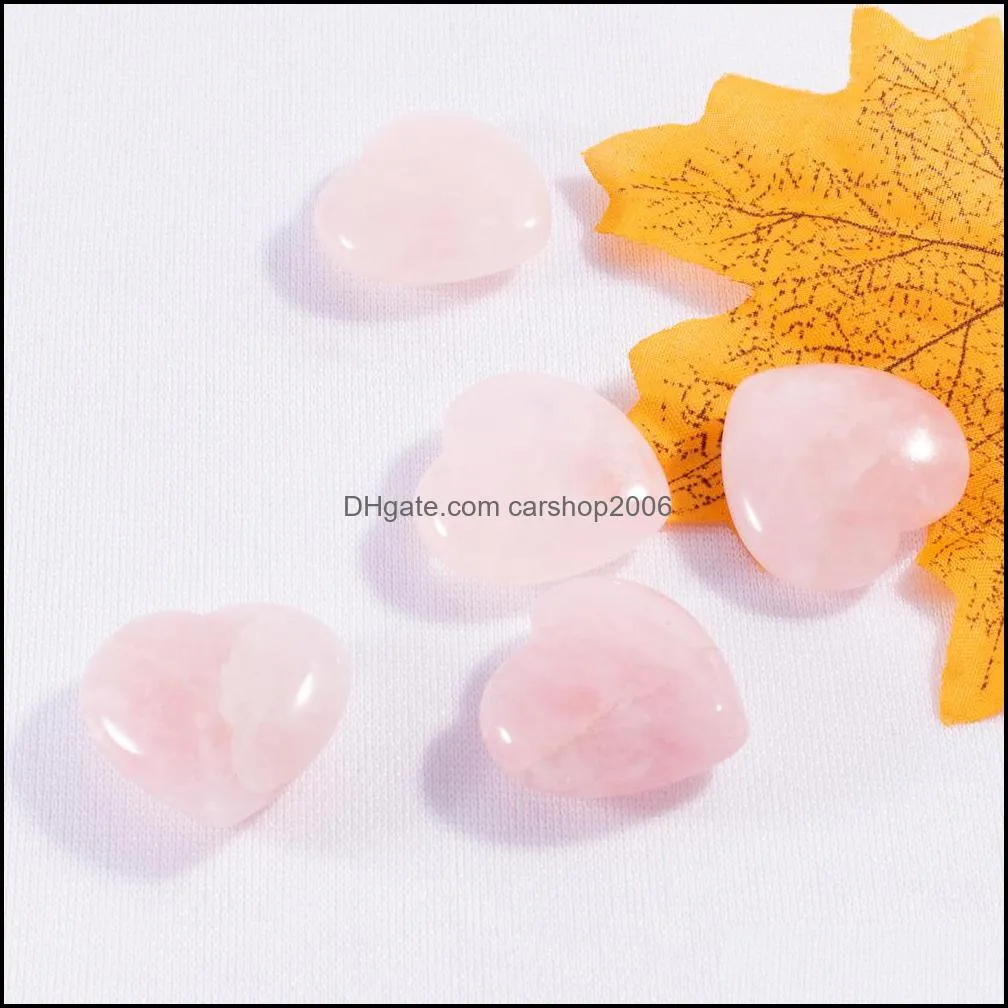 natural pink crystal stone ornaments carved 25x10mm heart chakra reiki healing quartz mineral tumbled gemstones hand home decor