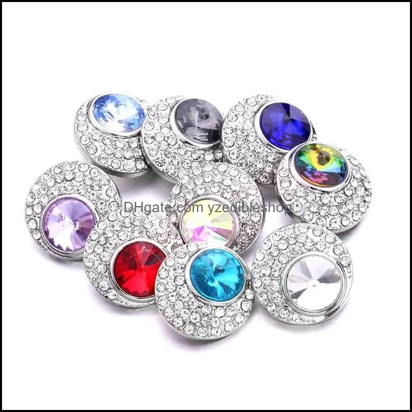 wholesale snap button charms jewelry findings crystal beads rhinestone 18mm metal snaps buttons diy bracelet jewellery
