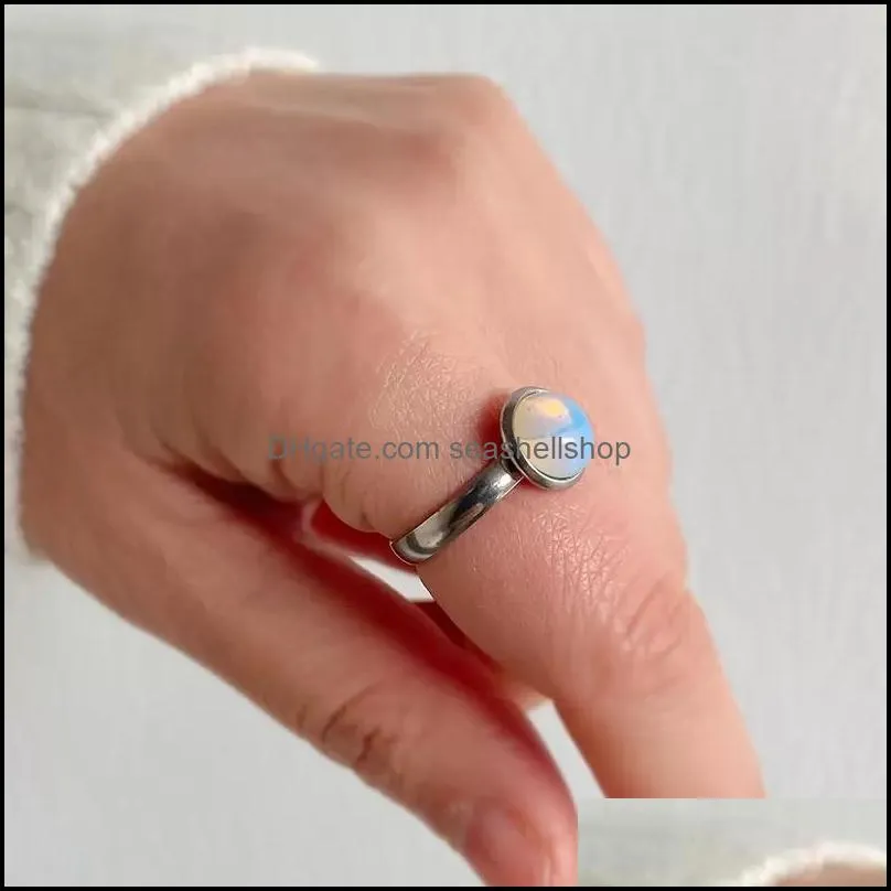cute natural stone ring handmade bohemian jewelry gift glass crystal ring for women birthday party rings adjustabl seashellshop