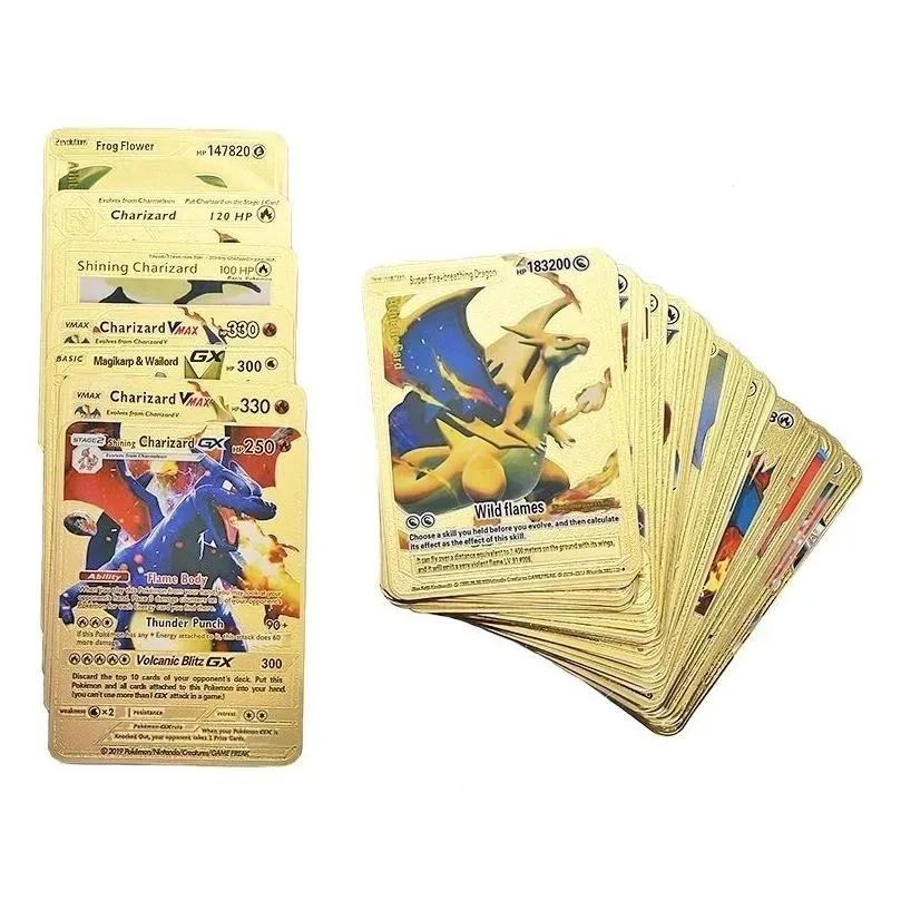 55pcs gold foil cards card game entertainment collection board game battle card elf english card manufacturer wholesale