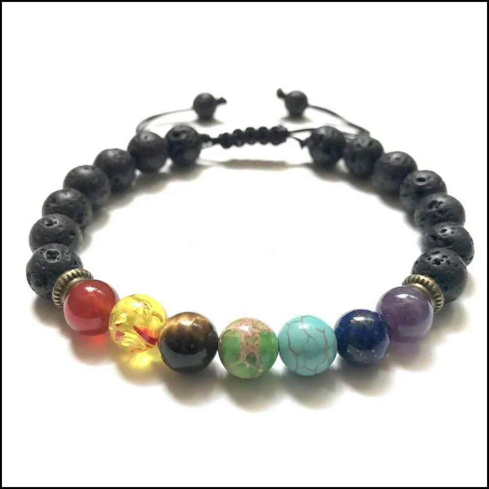 fashion black lava stone essential oil diffuser bracelet square tree of life 7 chakra beads women men yoga buddha bracelets jewelry