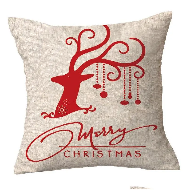 christmas pillowcase pillows linen santa claus elk snowflake english alphabet home pillow