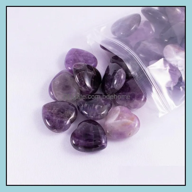 30x30x12mm amethyst heart ornaments natural quartz stone naked stones hearts decoration hand handle pieces diy necklace accessories