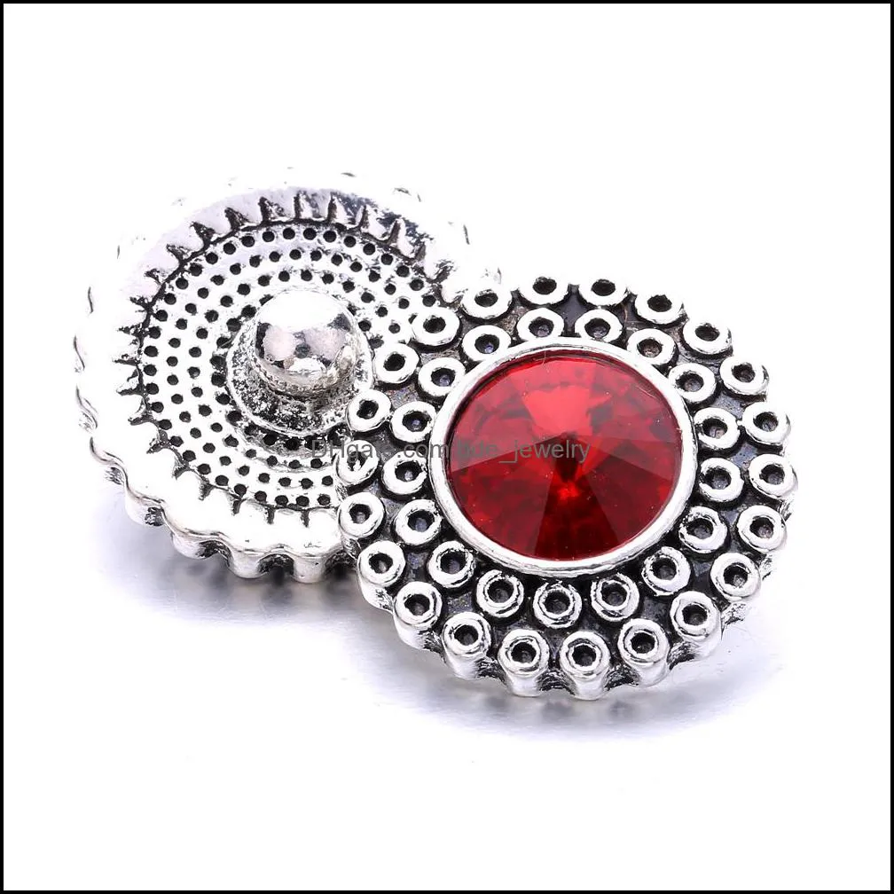 vintage round shape snap button clasps jewelry findings rhinestone 18mm metal snaps buttons diy necklace bracelet jewelery