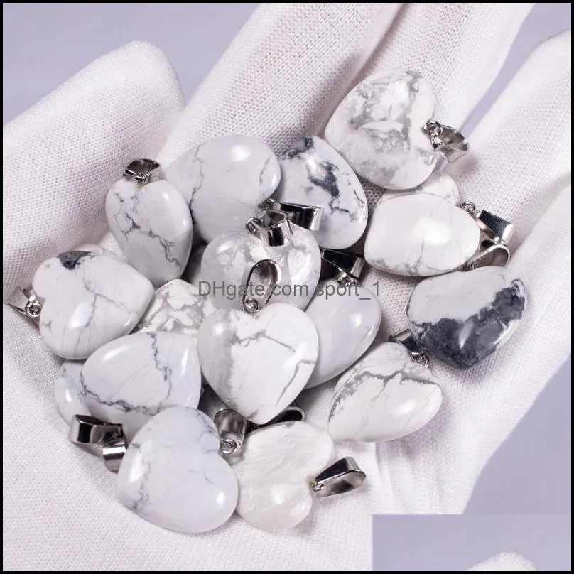 natural stone heart pendant charms fashion jewelry necklace earrings making findings wholesale