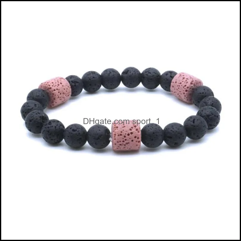 handmade 8mm seven chakra buddha black lava stone beads bracelet women men bangle beaded hand strings