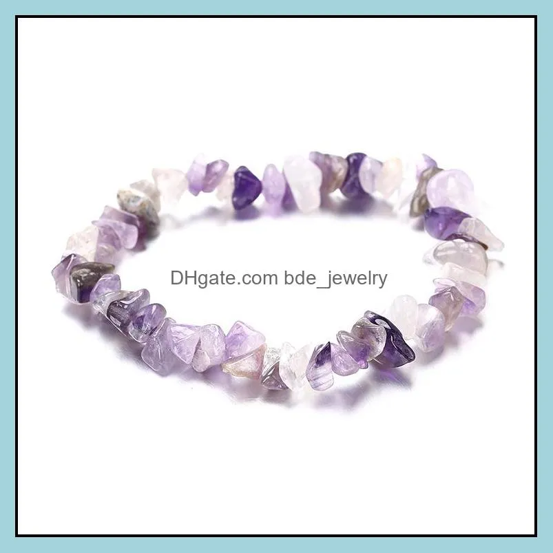 natural gem stone bracelet irregular crystal stretch chip beads nuggets bracelets bangles quartz wristband for women